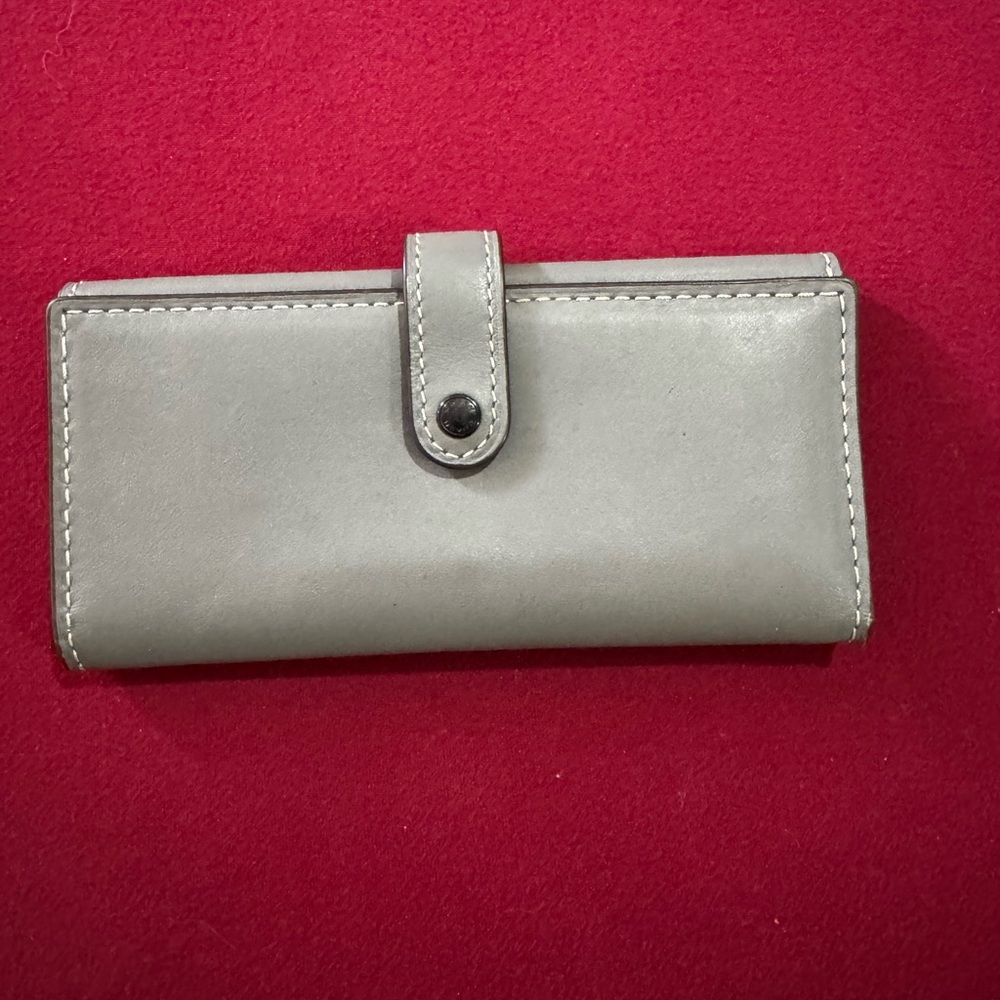 Vintage/Rare Coach Gray Slim Trifold Unisex Wallet Burgundy Leather COA included